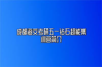 成都海文考研五一钻石超能集训营简介