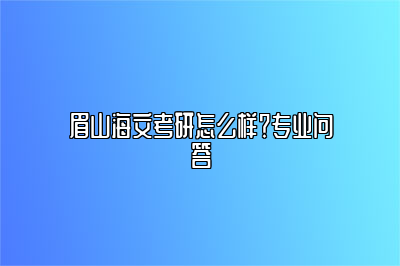 眉山海文考研怎么样？专业问答 